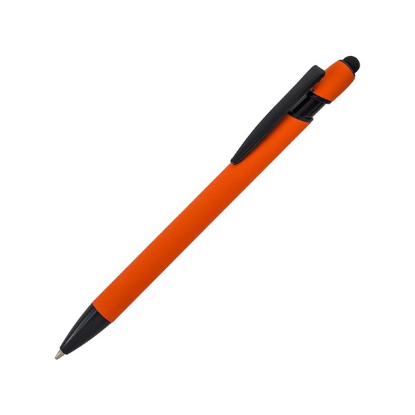 Obrázky: Oranžové pogum. hlin. pero s černými dopl.+stylus