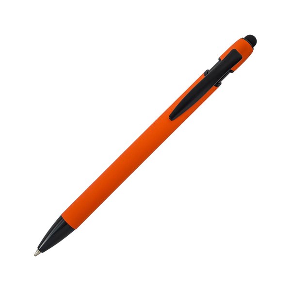 Obrázky: Oranžové pogum. hlin. pero s černými dopl.+stylus, Obrázek 2