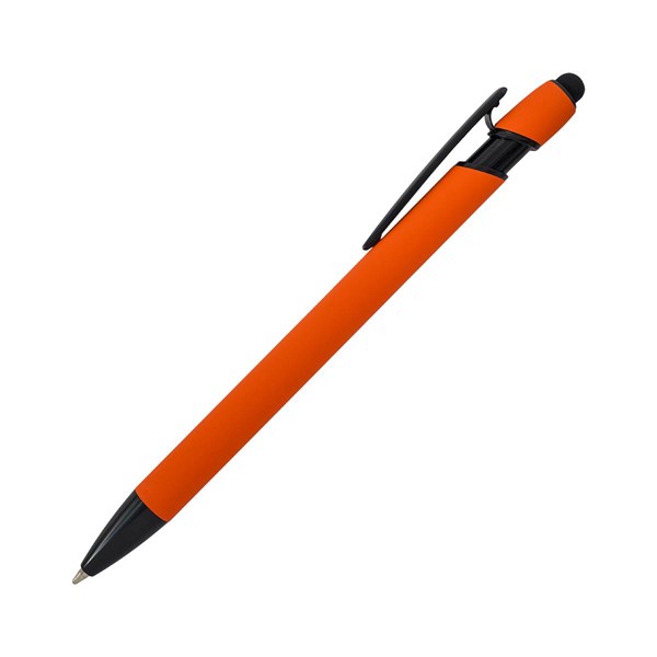 Obrázky: Oranžové pogum. hlin. pero s černými dopl.+stylus, Obrázek 3