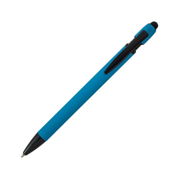 Obrázky: Modré pogum. hliník. pero s černými doplň.+stylus, Obrázek 2