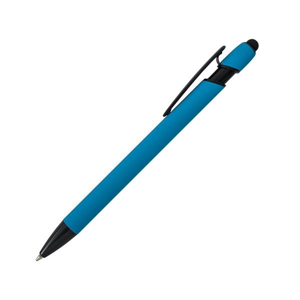 Obrázky: Modré pogum. hliník. pero s černými doplň.+stylus, Obrázek 3