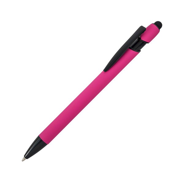 Obrázky: Růžové pogum. hliník. pero s černými doplň.+stylus