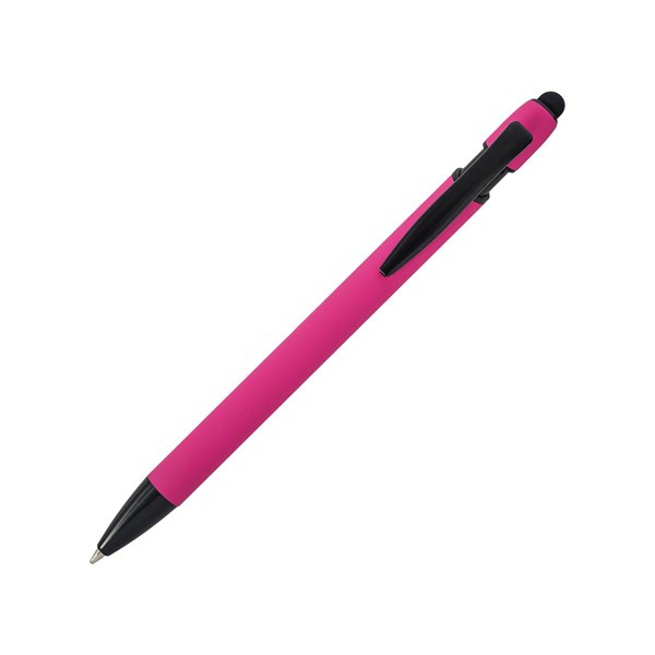 Obrázky: Růžové pogum. hliník. pero s černými doplň.+stylus, Obrázek 2