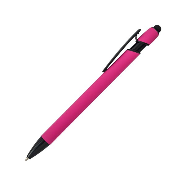 Obrázky: Růžové pogum. hliník. pero s černými doplň.+stylus, Obrázek 3