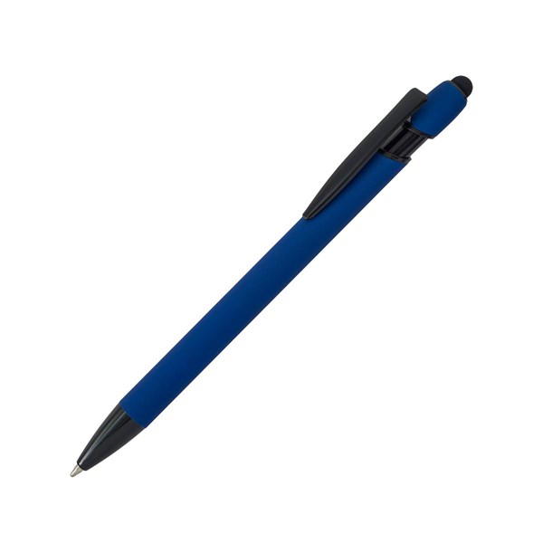 Obrázky: Tm.modré pogum. hlin. pero s černými doplň.+stylus