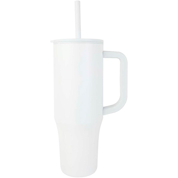 Obrázky: Termohrnek 900ml nerez/plast, sil.brčko, bílá, Obrázek 7