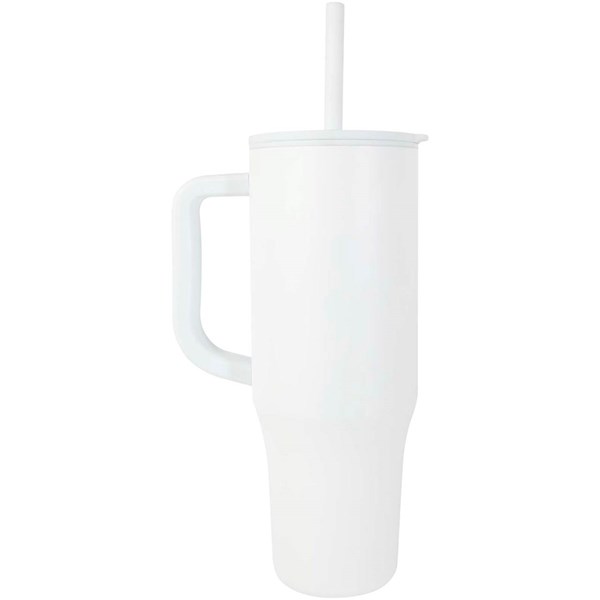 Obrázky: Termohrnek 900ml nerez/plast, sil.brčko, bílá, Obrázek 8