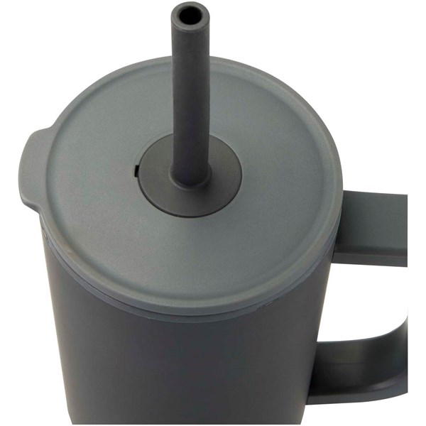 Obrázky: Termohrnek 900ml nerez/plast, sil.brčko, šedá, Obrázek 2