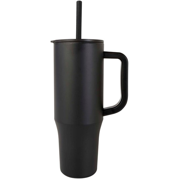 Obrázky: Termohrnek 900ml nerez/plast, sil.brčko, černá, Obrázek 7