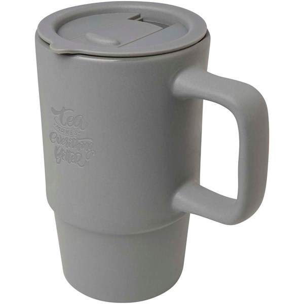 Obrázky: Šedý keramický hrnek 450 ml s plastovým víkem, Obrázek 4