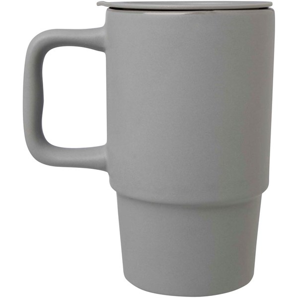 Obrázky: Šedý keramický hrnek 450 ml s plastovým víkem, Obrázek 8