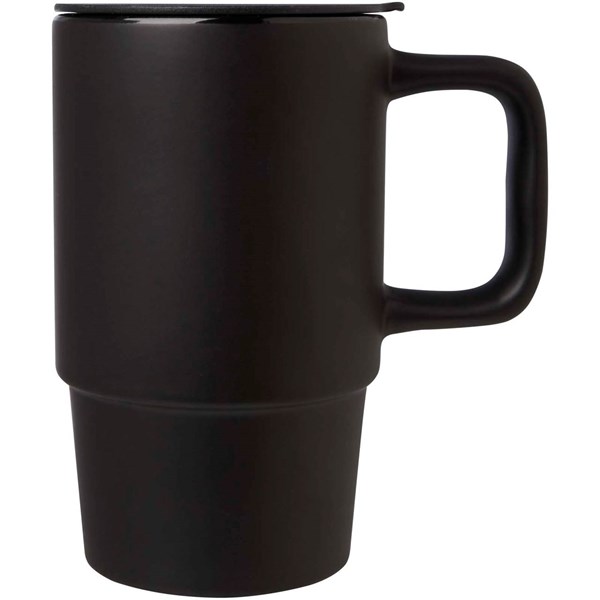 Obrázky: Černý keramický hrnek 450 ml s plastovým víkem, Obrázek 7