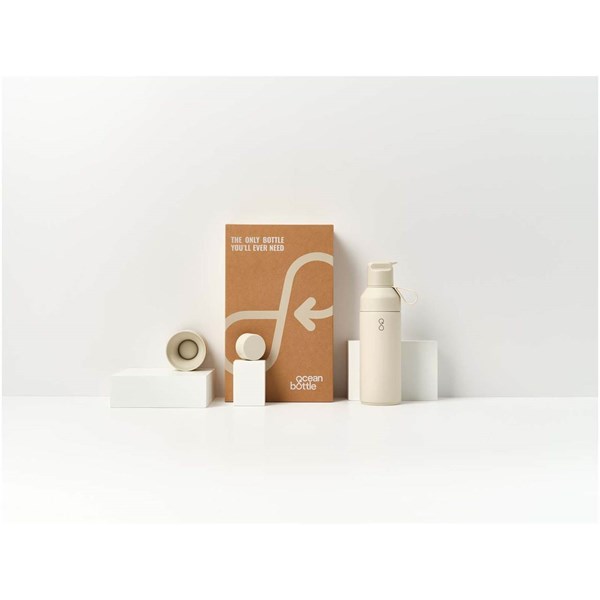 Obrázky: Láhev 500 ml - 3 různé víčka na výměnu, béžová, Obrázek 4