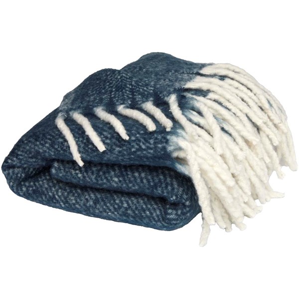 Obrázky: Tm. modrá deka s třásněmi z recykl. materiálu GRS, Obrázek 2