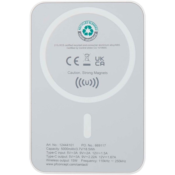 Obrázky: Bezdrátová magnetická powerbanka 5000 mAh, bílá, Obrázek 2