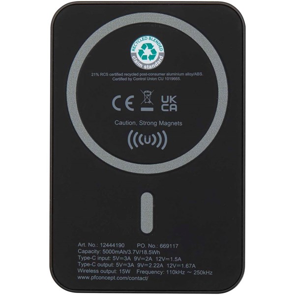 Obrázky: Bezdrátová magnetická powerbanka 5000 mAh, černá, Obrázek 2