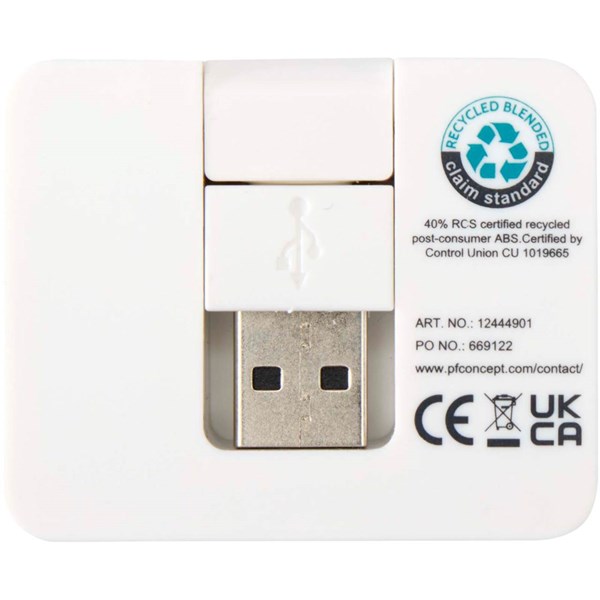 Obrázky: Bílý 4portový USB hub/výstup USB-A+Typ-C/duál.vstup, Obrázek 2