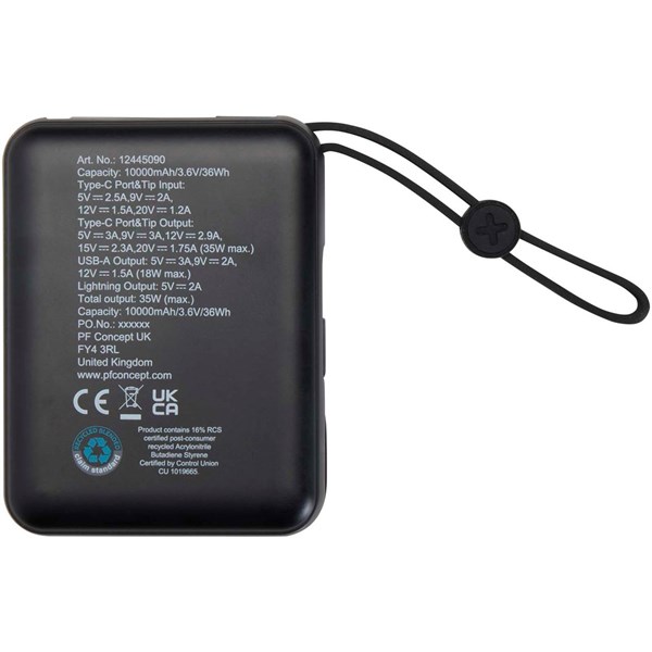 Obrázky: Powerbanka 10 000 mAh 35W s kabelem typu C, černá, Obrázek 2