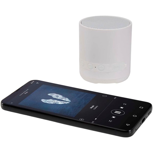 Obrázky: Bílý 3W bezdrátový reproduktor z recykl. plastu, Obrázek 5