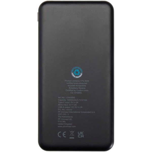 Obrázky: Černá powerbanka z recykl. plastu 10 000 mAh 10 W, Obrázek 2