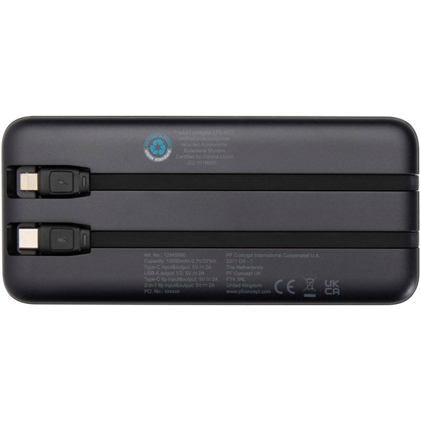 Obrázky: Černá powerbanka 10 000 mAh s vestavěnými kabely, Obrázek 2