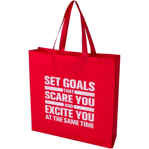 Obrázky: Červená netkaná nákup.taška se slož.dnem z GRS, 12L, Obrázek 7