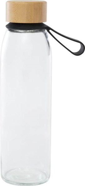 Obrázky: Skleněná láhev na vodu 500ml se silikonovou rukojetí, černá, Obrázek 4