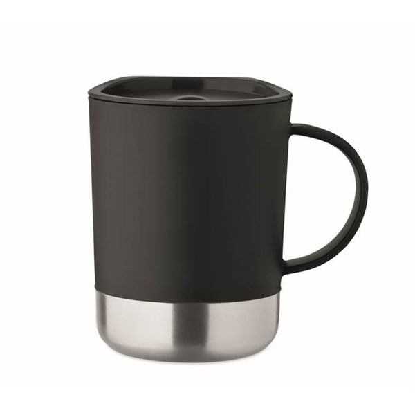 Obrázky: Jednostěnný hrnek 300ml s nerezovým dnem, černá