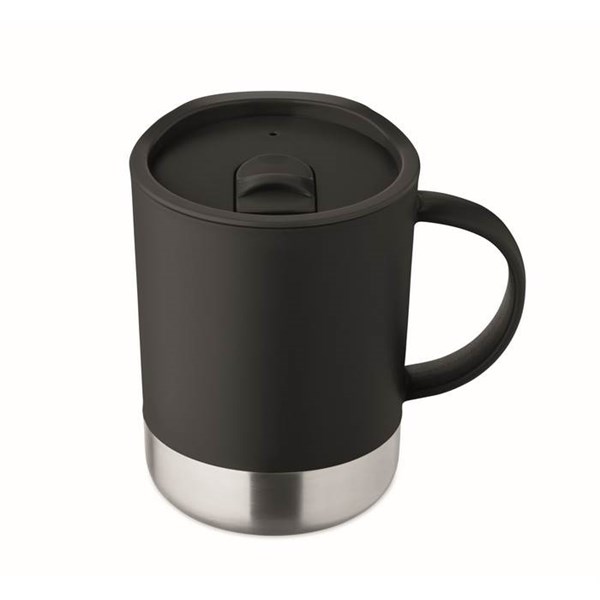 Obrázky: Jednostěnný hrnek 300ml s nerezovým dnem, černá, Obrázek 2