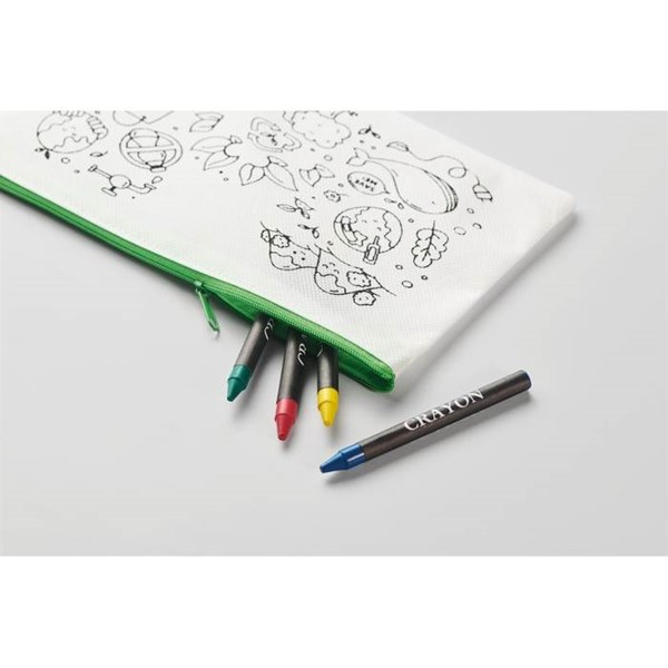 Obrázky: Penál omalovánky včetně 4 pastelek, limetková, Obrázek 4