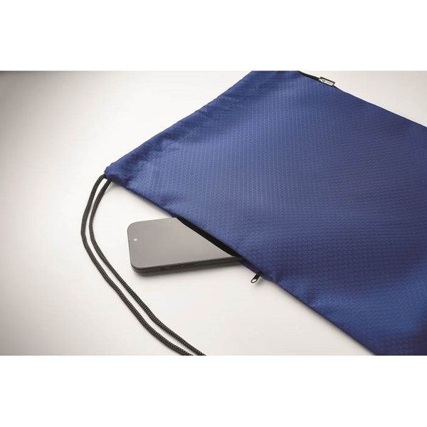 Obrázky: Král.modrý vzor. stahovací batoh 420D RPET s kapsou, Obrázek 5