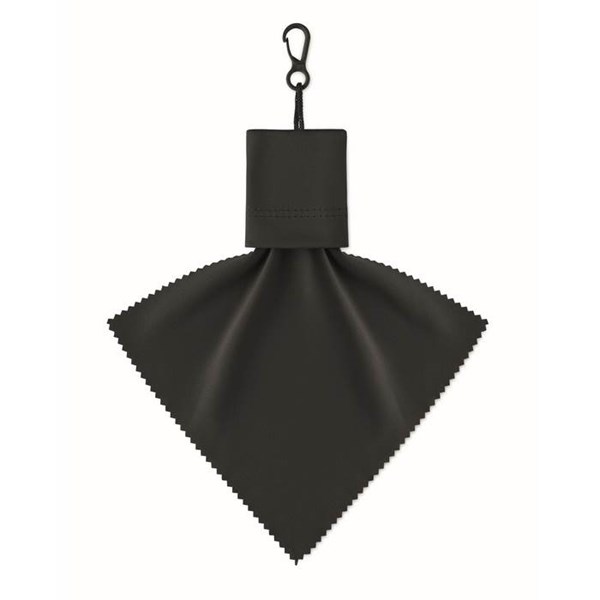 Obrázky: Černý čisticí hadřík z RPET s pouzdrem, Obrázek 3