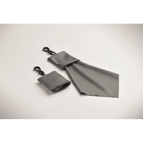 Obrázky: Šedý čisticí hadřík z RPET s pouzdrem, Obrázek 4