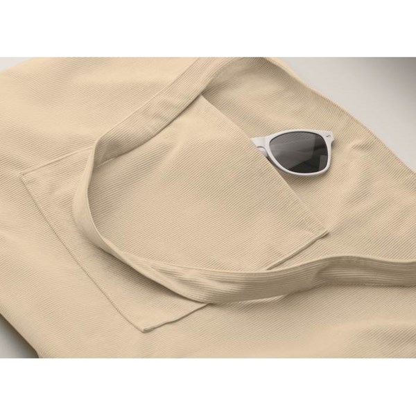 Obrázky: Velká manšestrová nákupní taška na zip, béžová, Obrázek 2