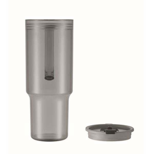 Obrázky: Průhledný hrnek 1200 ml s brčkem, šedý, Obrázek 4