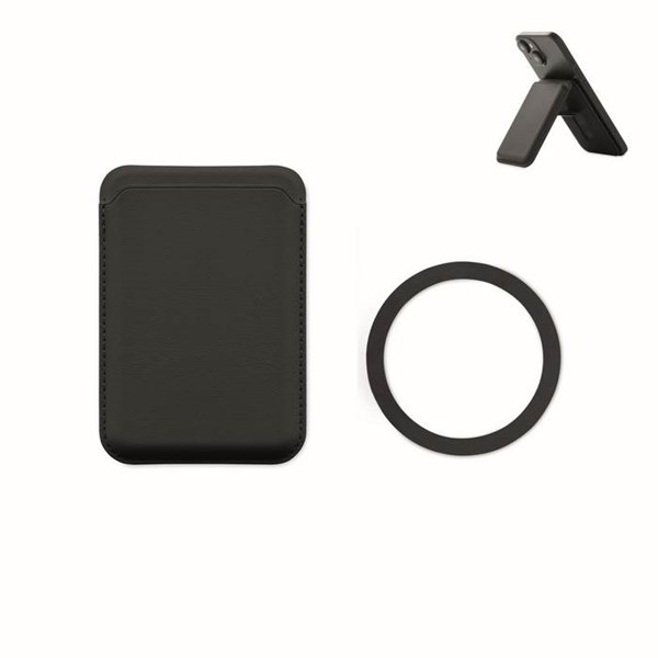 Obrázky: Černé magnetické pouzdro na karty se stojánkem
