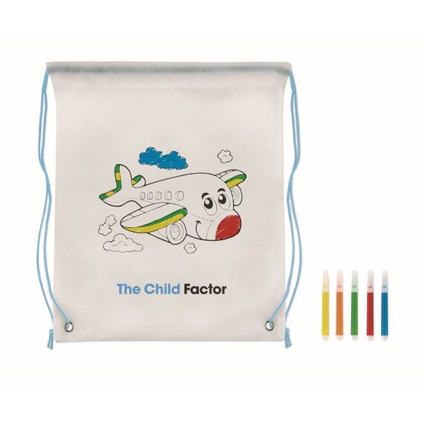 Obrázky: Stahovací batoh pro vybarvení, světle modré šňůrky, Obrázek 6