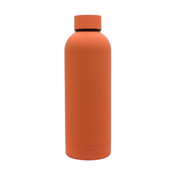 Obrázky: Oranžová nerez. termoska 500 ml s pogum.povrchem