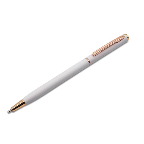 Obrázky: Bílé hliník. pero, laser v barvě růž/zl. doplňků, Obrázek 2