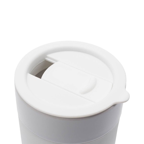 Obrázky: Keram. hrnek 370ml, povrch a víčko silikon,bílá, Obrázek 6