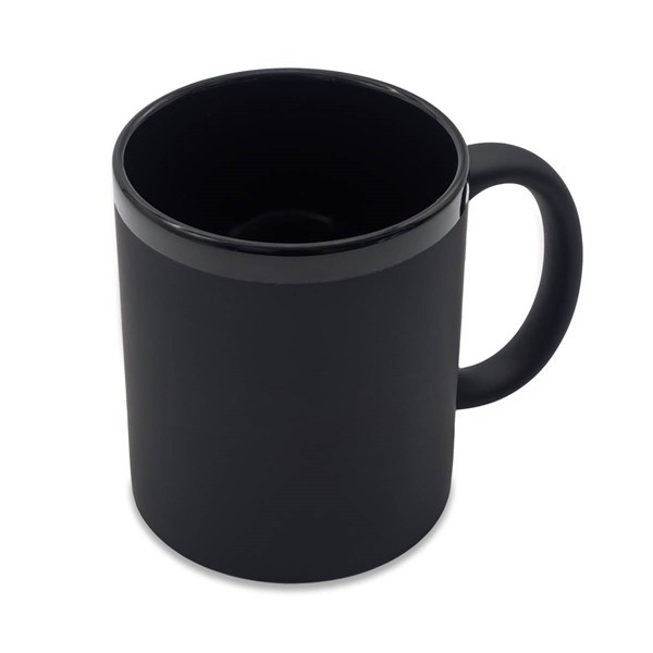Obrázky: Keram. hrnek soft-touch 350ml,černý okraj, černá, Obrázek 5