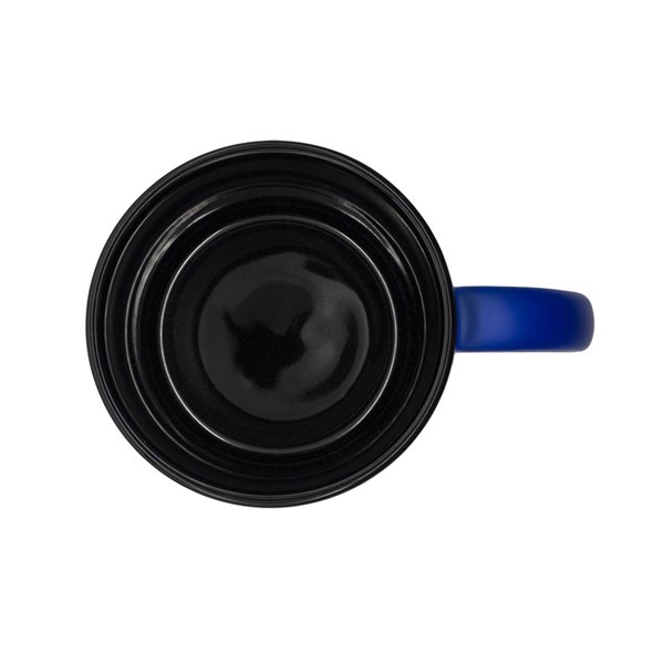 Obrázky: Keram. hrnek soft-touch 350ml,černý okraj, modrá, Obrázek 3