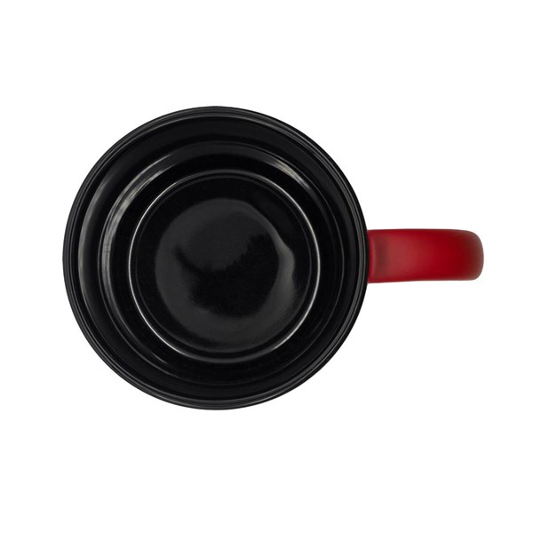Obrázky: Keram. hrnek soft-touch 350ml,černý okraj, červená, Obrázek 3