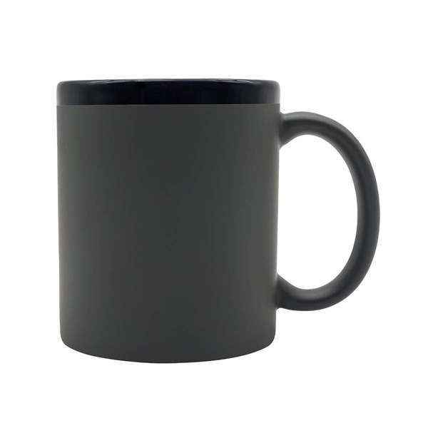 Obrázky: Keram. hrnek soft-touch 350ml,černý okraj, šedá