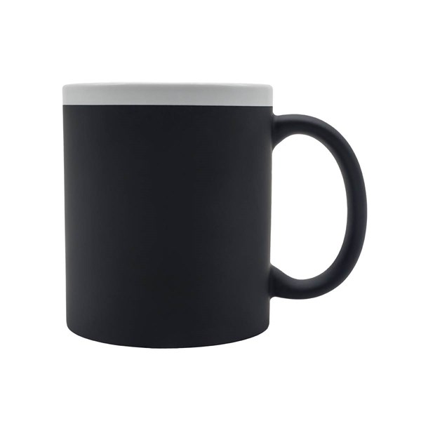 Obrázky: Keram. hrnek soft-touch 350ml, bílý okraj, černá