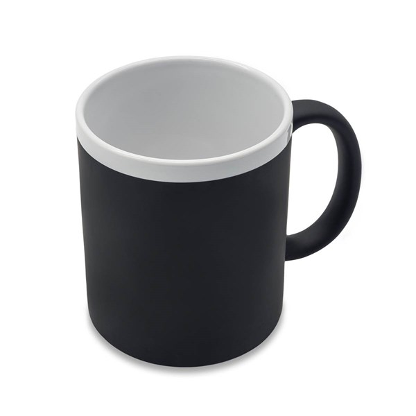 Obrázky: Keram. hrnek soft-touch 350ml, bílý okraj, černá, Obrázek 4