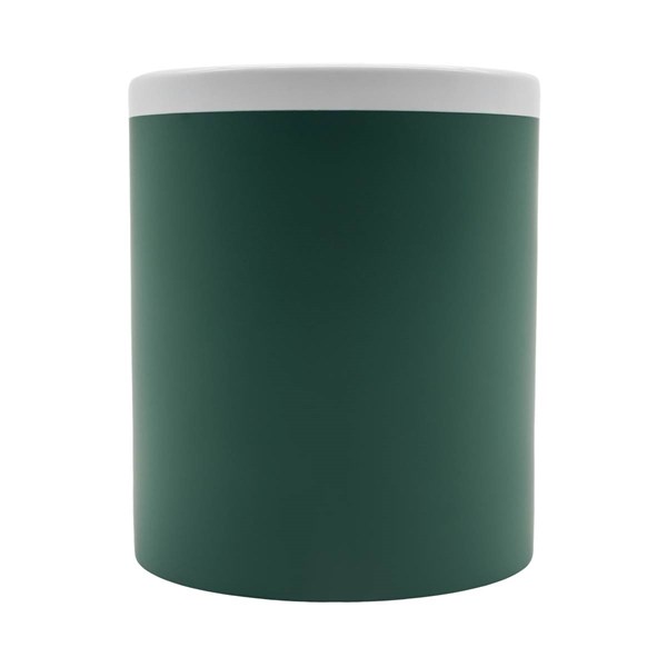 Obrázky: Keram. hrnek soft-touch 350ml, bílý okraj, zelená, Obrázek 2