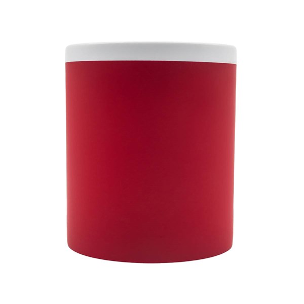 Obrázky: Keram. hrnek soft-touch 350ml, bílý okraj, červená, Obrázek 2