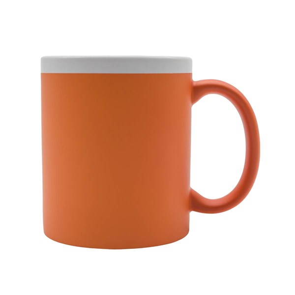 Obrázky: Keram. hrnek soft-touch 350ml, bílý okraj, oranžová