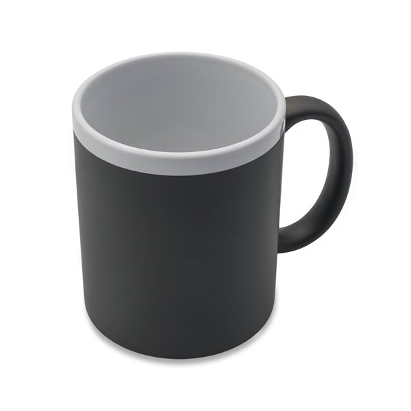 Obrázky: Keram. hrnek soft-touch 350ml, bílý okraj, šedá, Obrázek 4